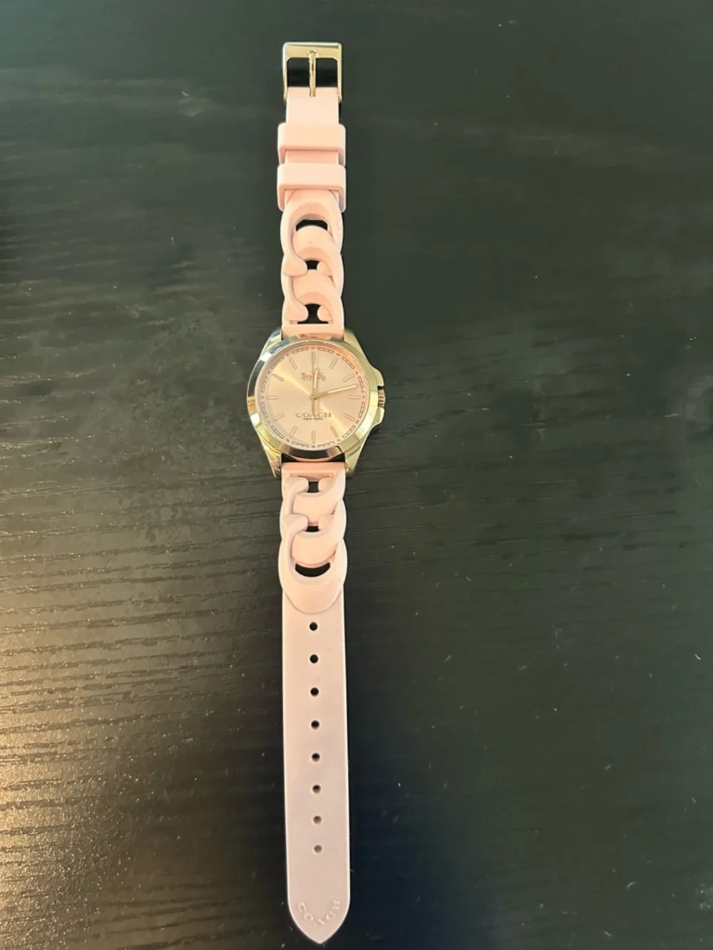 Coach Pink Silicone-Link Ladies Watch with Silver Accents - Picture 4 of 4